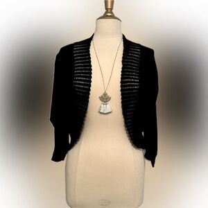 Classic! Elle open-front black detailed cardigan!